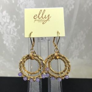 Elly Preston Goldtone Amethyst Leverback Earrings